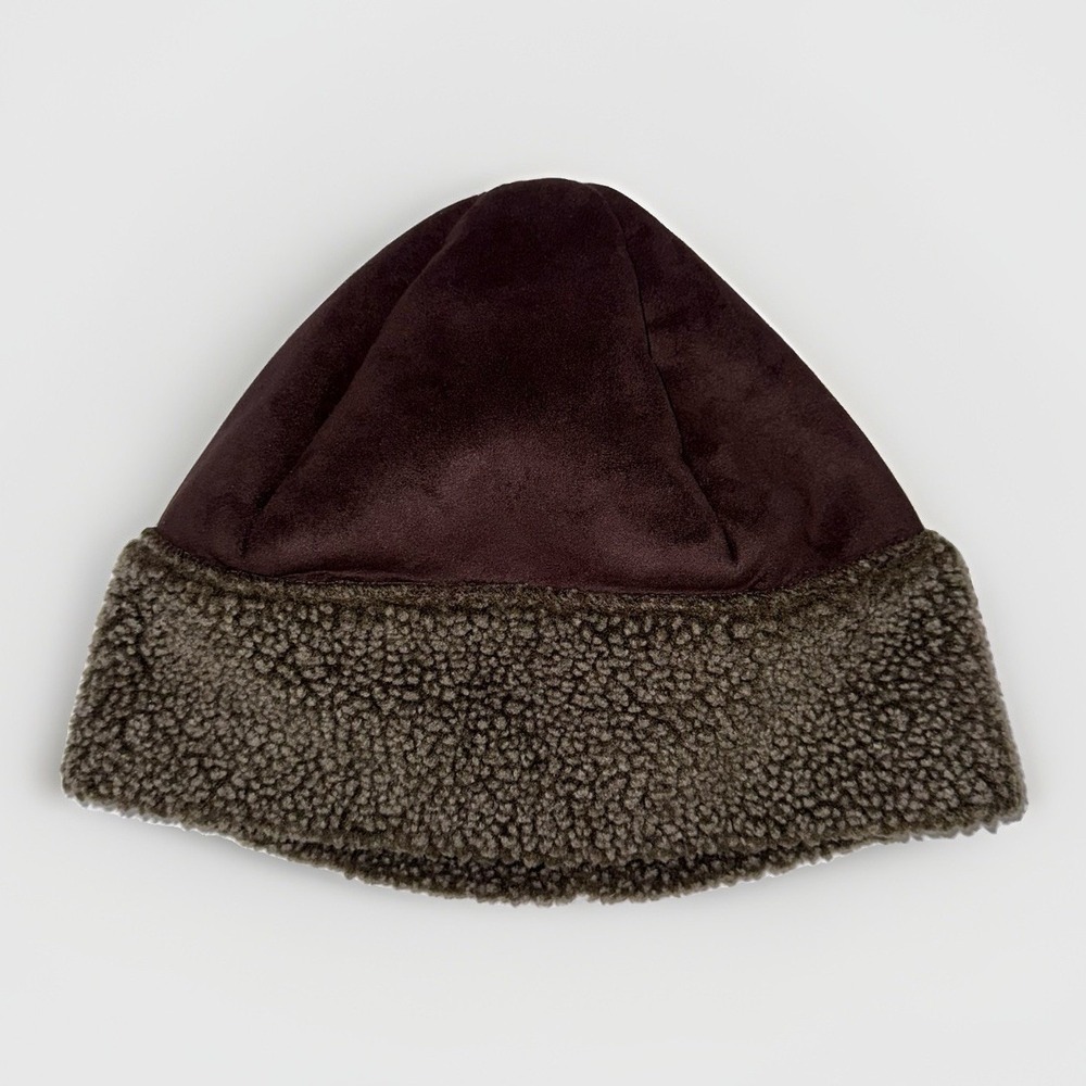LL Bean Womens Hat L/XL Brown Faux Shearling Sherpa Beanie Y2K Winter Fleece